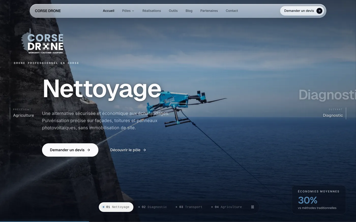 Corse Drone MCG, réalisation web par Le Bureau